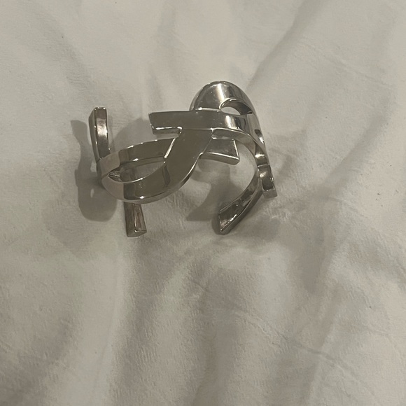 Ysl silver signature monogram cuff bracelet - Picture 10 of 10
